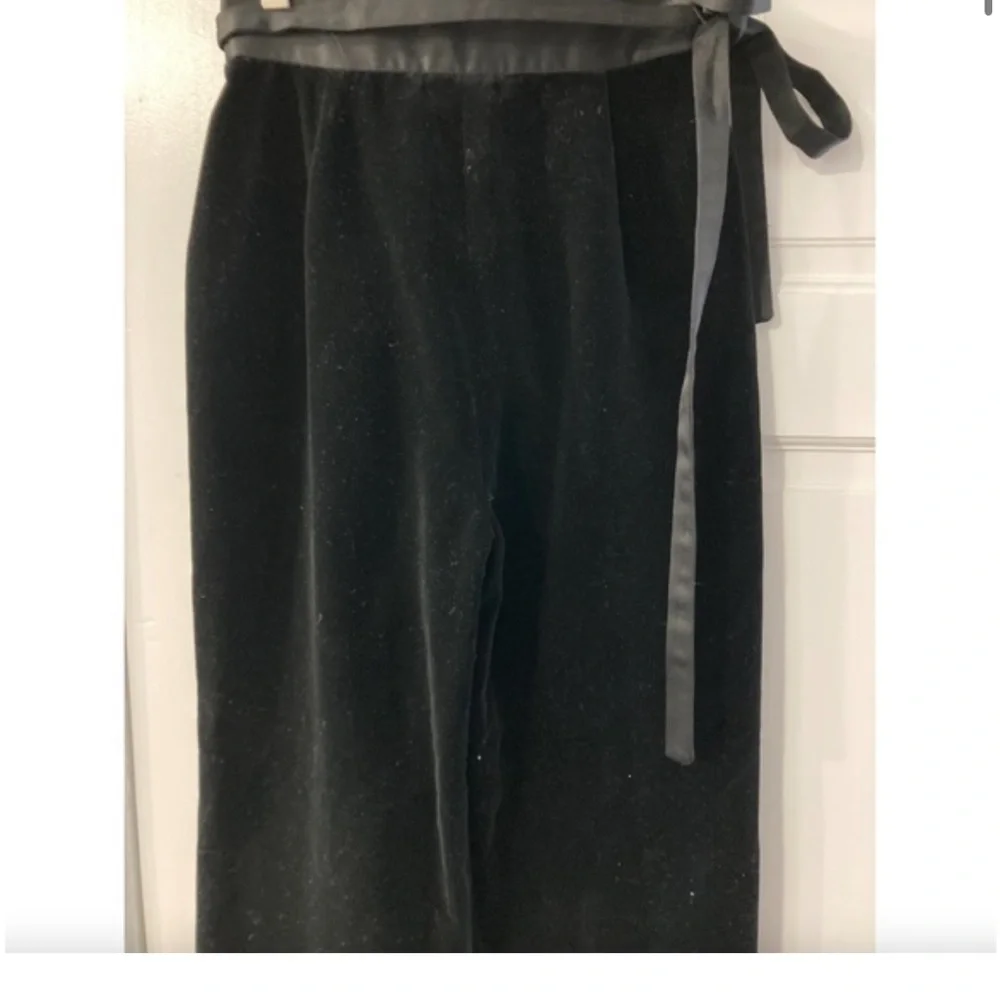 Vintage Velvet Tuxedo Satin Tie Waist High Rise Pants Size 6 - Picture 4 of 10